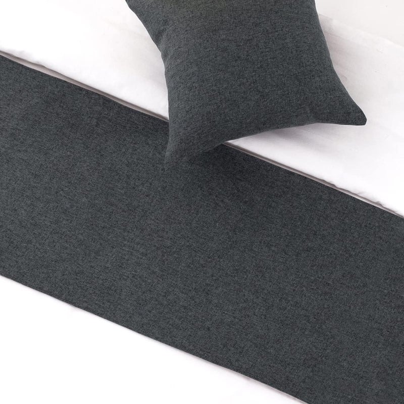AMBERIS Bed Runner Dark Grey, Imitation Linen Decorative Bed Scarf for Home Hotel - Image 3
